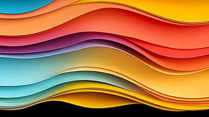 Poster - Vibrant Wavy Layers Abstract Design Graphic Background with Dynamic Colorful Curving Forms