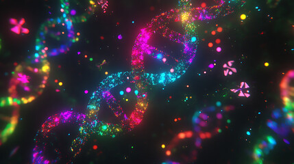 Poster - Vivid Molecular Structures Colorful DNA Helix Science and Technology Innovation Background Image