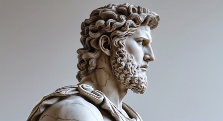 Wall Mural - Morpheus Greek god statue side view portrait on plain white background