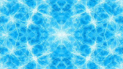 Poster - Vivid Symmetrical Blue Fractal Design Pattern Energy and Ice Texture Kaleidoscope Background