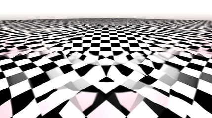 Poster - Warped Perspective Checkerboard Surface with Distorted Illusion Creating Spatial Distortion Art