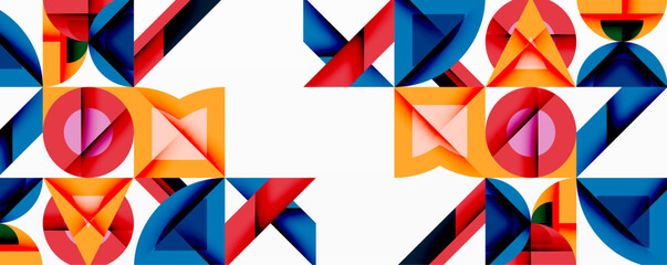 Poster - Minimal geometric abstract background. Circle square and triangle design