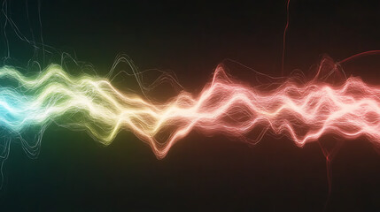Poster - wavy colorful energy stream flowing through digital space vibrant abstract background illustration
