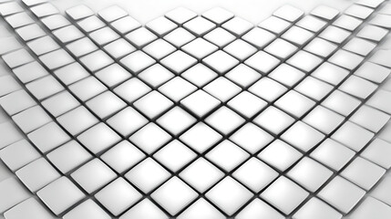 Poster - White Tiled Square Pattern Repetitive Geometric Abstract Design Background with Visual Depth Effect