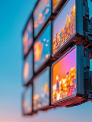 Poster - Futuristic Media Display High-Resolution LED Screens with Vibrant Cityscape - Digital Journalism Enhancement and Newsroom Innovation for Tech-Savvy Audiences