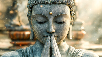 Wall Mural - Stone Figurine of a Meditating Buddha