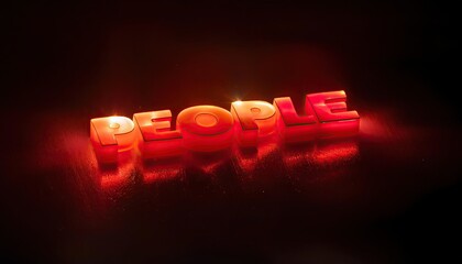 Poster - Vibrant Neon Sign Illuminating the Word People