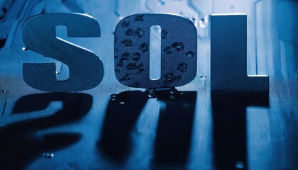 Poster - Shiny Metallic Letters 'SOL' on a Water-Repellent Surface