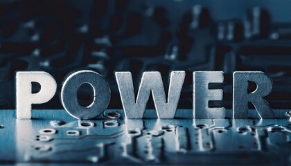 Poster - Power Word on Circuit Board Background