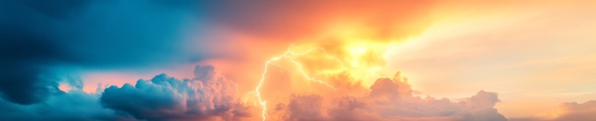 Fototapete - Atmospheric Energy Visualization Dynamic Cloud Formations and Lightning Strikes - Modern Weather Analytics and Climate Science Content for Advanced Forecasting Applications