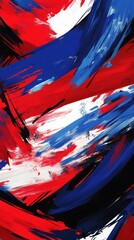 Wall Mural - abstract painting features bold brushstrokes in red white and blue