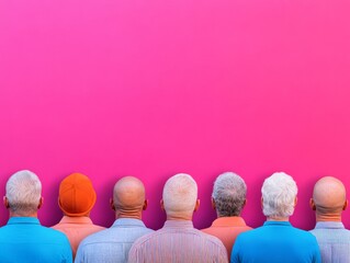 Aufkleber - Vibrant Community Fashion Senior Gathering with Bold Pink Backdrop - Social Event Content for Creative Marketing and Cultural Engagement