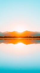 Poster - Tranquil Mountain Lake Reflection Ambient Landscape for Eco-Tourism Branding and Nature-Inspired Interior Design - Calm Waters and Forest Symmetry