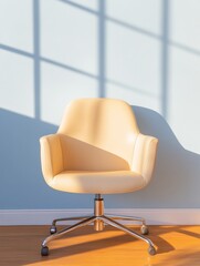 Poster - Scandinavian Minimalist Office Chair Mid-century Modern Ergonomic Design and Sleek Leather Finish Ideal for Contemporary Workplace Aesthetics and Professional Comfort