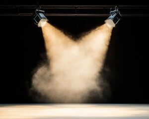 Poster - Atmospheric Showcase Vintage Spotlight Beam Cutting Through Hazy Stage - Dynamic Lighting Design for Theatrical Productions and Event Installations