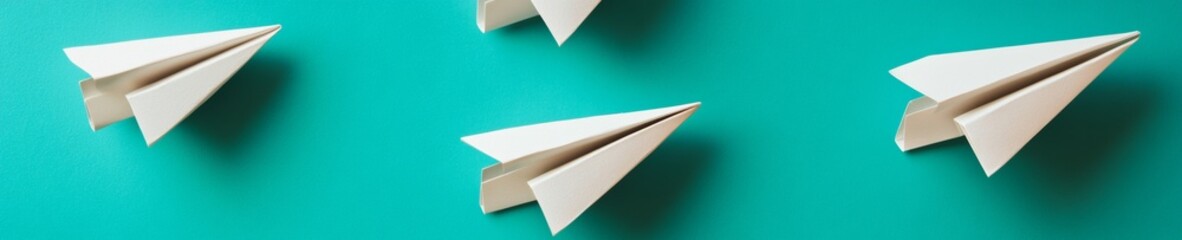 Aufkleber - Minimalist Paper Airplane Art Dynamic Movement on Teal Acrylic - Creative Business Differentiation and Modern Marketing Imagery for Innovative Branding