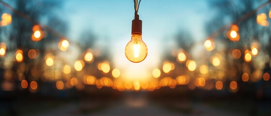 Leinwandbilder - Illuminated Urban Light Bulbs Modern Aesthetic in Energy-Efficient Cityscapes - Tech and Design Visuals for Innovative Urban Development and Smart City Marketing