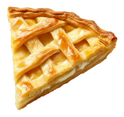 Slice of apple pie with lattice crust