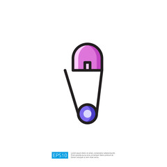 Poster - Stylish Baby Care Icon Featuring A Safety Pin In Pastel Colors