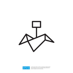 Poster - Simple Line Drawing of a Paper Crane Origami with Geometric Shapes and Forms of Paper Art and Design Illustration for Gift or Decor. Showing Creative Origami Process in Stylized