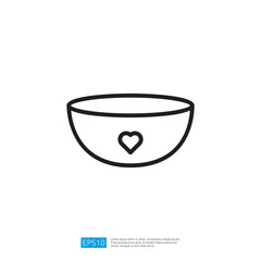 Poster - Minimalist Icon of a Bowl with a Heart Symbol in Modern Line Art Design