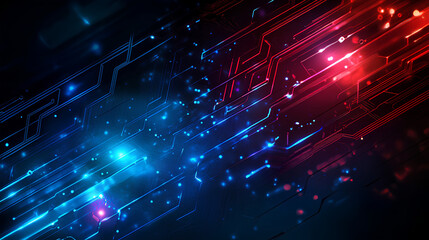 Poster - background gaming abstract neon sci-fi themes cyberpunk red blue glowing dynamic technology wallpape