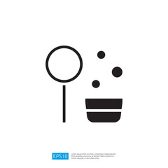 Poster - Simple Baby Care Icon Featuring a Pacifier and a Bowl with Bubbles in Minimalist Style; Design and Care Essentials for Children; Icon Design; Safety and Comfort in Childcare;