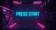 © NoelMatic - Press Start Neon Retro Arcade Game Screen with Perspective