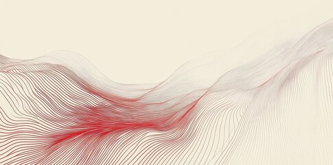 Wall Mural - abstract waves and lines in shades of red and cream