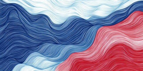 Wall Mural - abstract flowing waves are colored in shades of blue and red