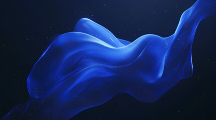 Poster - glowing blue abstract shape, dark grainy black blue background, noise texture futuristic dynamic pos