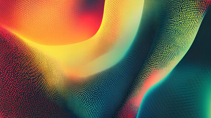 Poster - grainy noisy gradient background, abstract vibrant color shape, glowing rainbow yellow green orange 