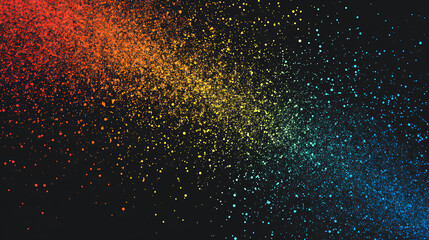 Poster - grainy noisy gradient background, abstract vibrant color shape, glowing rainbow yellow green orange 