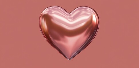 Wall Mural - shiny metallic rose gold heart on matching background