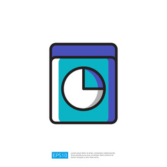 Poster - a stylized document featuring a pie chart, representing data analysis and reporting. It emphasizes visual data presentation illustration icon