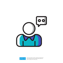 Poster - a simple graphic representation of a person with a speech bubble, suggesting communication or conversation illustration icon