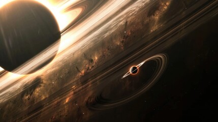 Wall Mural - Abstract black hole with a glowing event horizon, Abstract black hole in the cosmos with a supernova explosion.