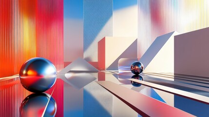 Wall Mural - futuristic abstract 3d rendered background with contemporary geometric shapes and dynamic visual ele