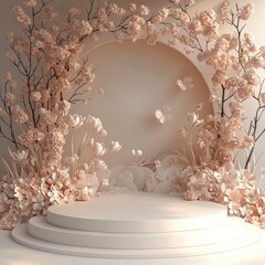 Aufkleber - Romantic 3d background with a podium.