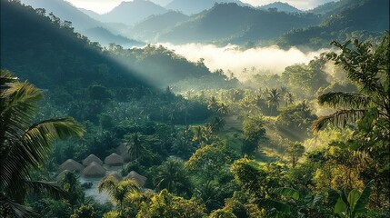Poster - Beautiful and breathtaking view of tropical forest.