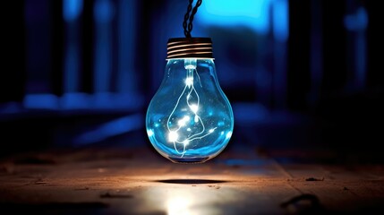 Wall Mural - jar lightbulb blue