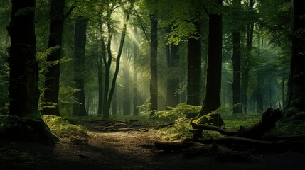 Wall Mural - nature dark green forest