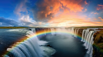 Poster - arching rainbow over water