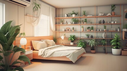 Wall Mural - shelves plant interior