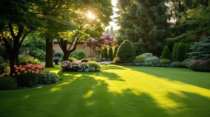 Wall Mural - manicured lush green lawn