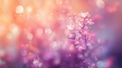 Poster - Delicate Pink and Purple Flowers in Soft Sunlight
