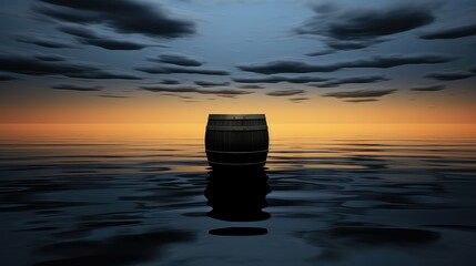 Wall Mural - water black barrels