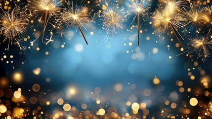 Wall Mural - sparklers and golden lights: a festive new year's celebration