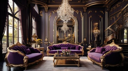 Wall Mural - sophisticated purple and gold design