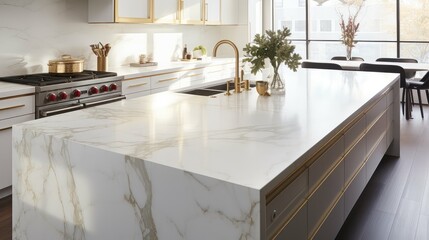 Wall Mural - kitchen white marble gold